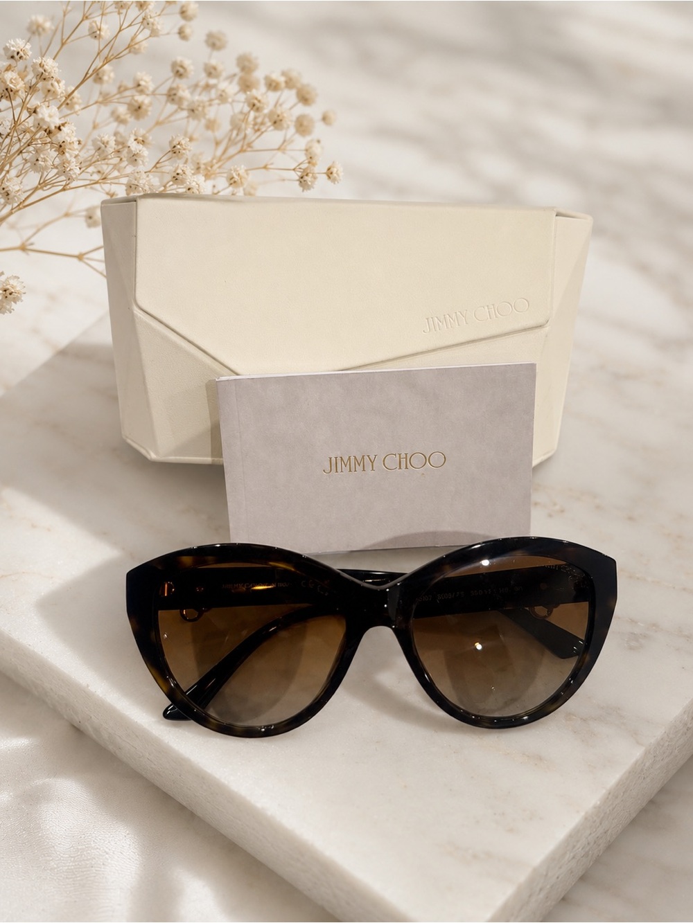 Jimmy Choo Tortoiseshell Cat-Eye Sunglasses with Brown Gradient Lenses